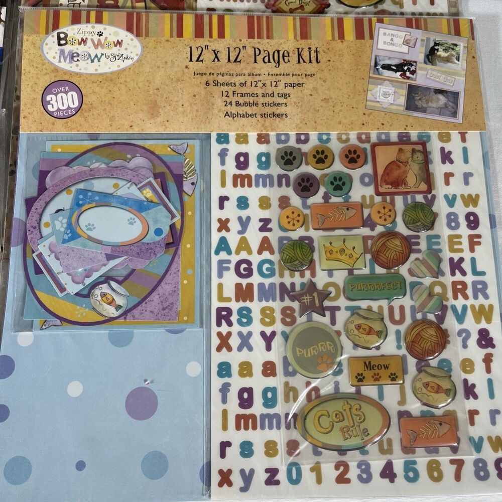 Scrapbooking Lot 12 Pieces Sue Zipkin Cat & Dog Classic Scrapbooking Kit Variety - Picture 4 of 8